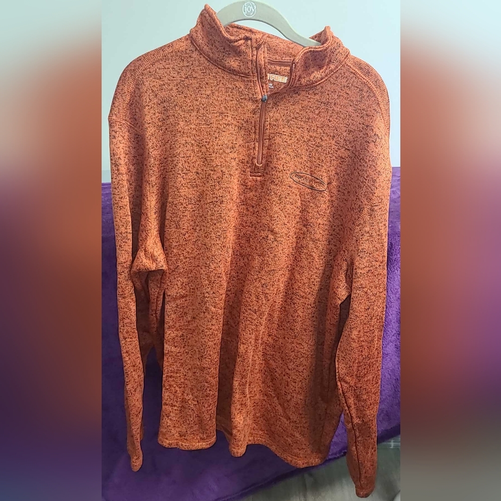 REALTREE 1/4 Zip Men's Pullover Sweater Orange Polyester Size XL